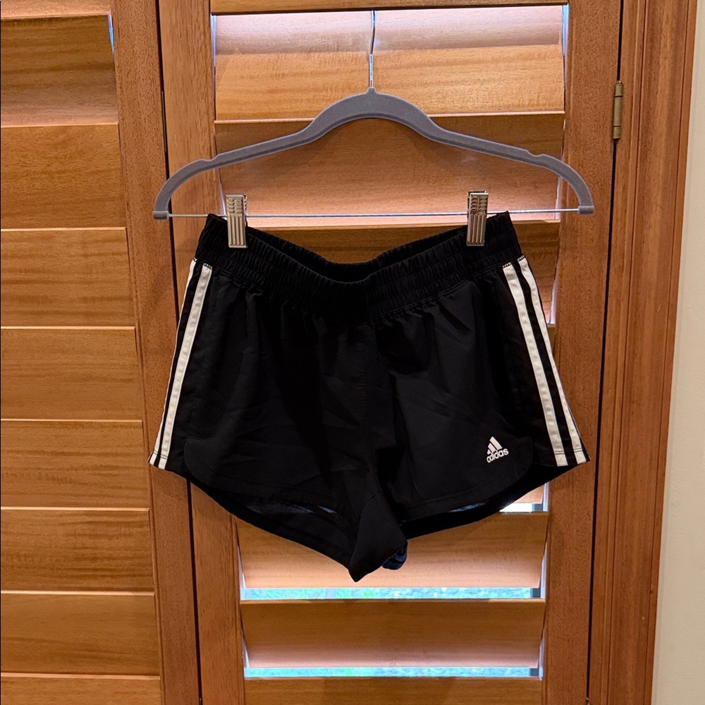 Adidas Women's Black Shorts with White Stripes